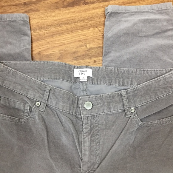 Crown & Ivy Gray Stretch Corduroy Pants - Picture 2 of 4